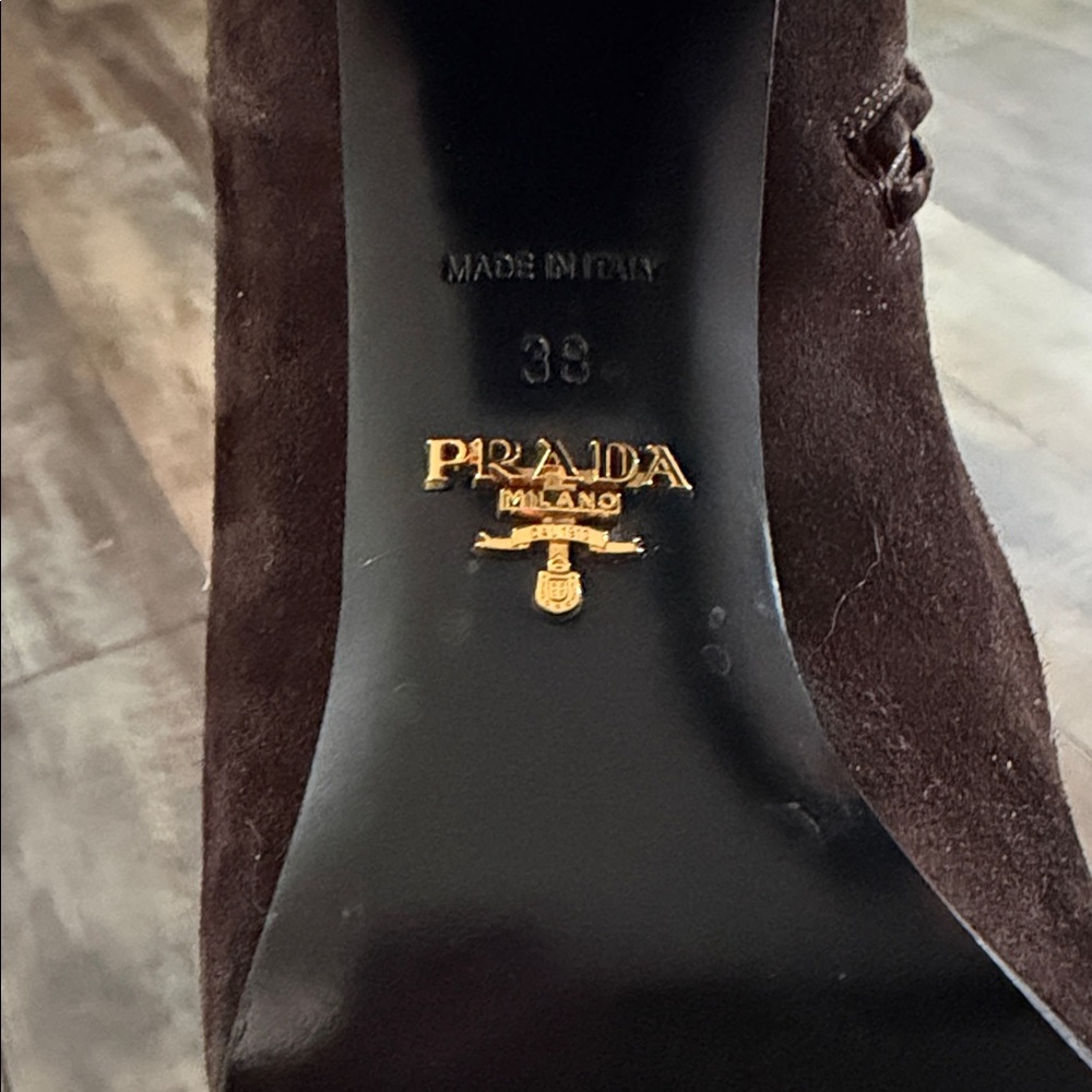 Prada Dark Brown Suede Ankle Booties - Picture 2 of 2